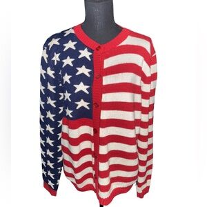 Cherokee vintage American Flag Cardigan Sweater Stars & Stripes